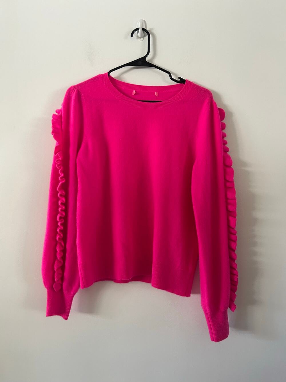 Lilly Pulitzer Georgetta Pink Cashmere Ruffle Sleeve Sweater